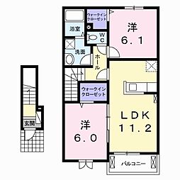 サニー・メゾンB 2LDKの間取図画像