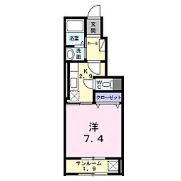 ジュネス 1Kの間取図画像