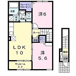 サンリットA 2LDKの間取図画像