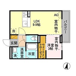 レフィナードB 1LDKの間取図画像