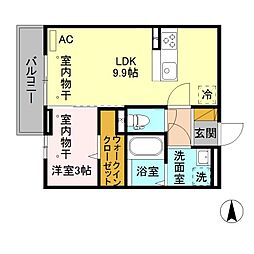 サニーガーデン 1LDKの間取図画像