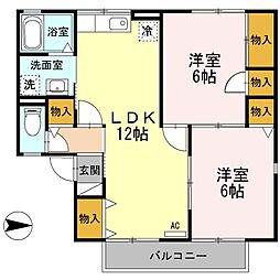 アメニティハウスSB 2LDKの間取図画像