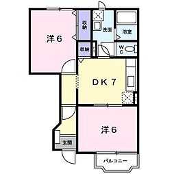 グリーンビレッジ1 2DKの間取図画像