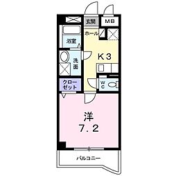 エレガンス　ガーデン 4階1Kの間取り