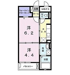 ライルツー 1DKの間取図画像