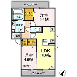グランデュール葉山 2LDKの間取図画像
