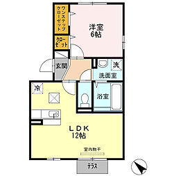 ル・プルニエ 1LDKの間取図画像