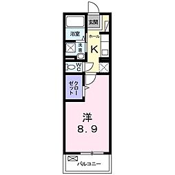 グラシオッソ2 1Kの間取図画像