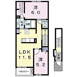 アローズ健軍 2LDKの間取図画像