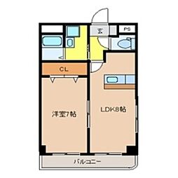 クララビル 1LDKの間取図画像