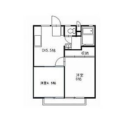 釜井ハイツC 2Kの間取図画像
