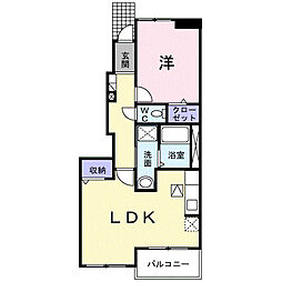 ラブリー・ゼファーA棟 1LDKの間取図画像
