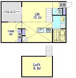 PALAZZOB 1LDKの間取図画像