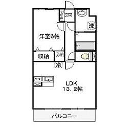 サニーサイド戸祭1 1LDKの間取図画像