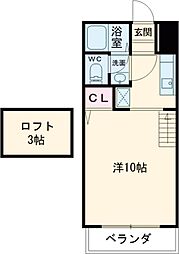 ブルージュハイム 1Kの間取図画像