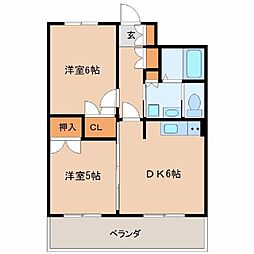 ヴィラK's 2DKの間取図画像