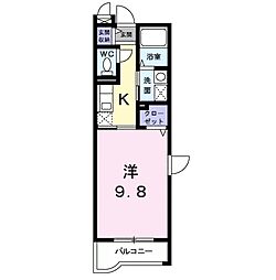 ランデュール瑞穂 1Kの間取図画像