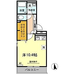 ウエストヴィレッジ2A ワンルームの間取図画像