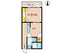 隼人マンション 1DKの間取図画像