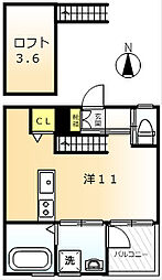 TREA棟 ワンルームの間取図画像
