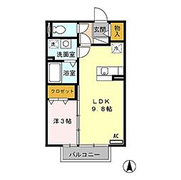 ナチュール清和 1LDKの間取図画像