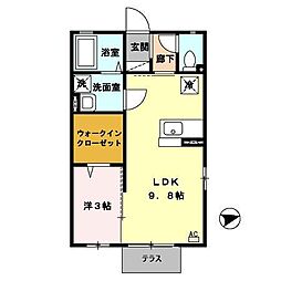 グリーンヒル・ヴァンA 1LDKの間取図画像