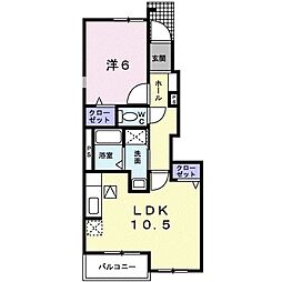 オーシャンテラス2 1LDKの間取図画像