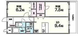 ベルナードサーモス 2LDKの間取図画像
