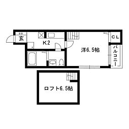 ヴィラ鳥羽見 1Kの間取図画像