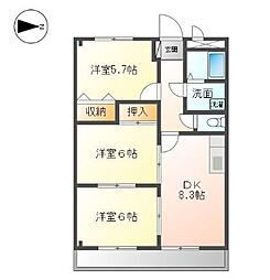 ラヴァーズ・ペティオ 3DKの間取図画像