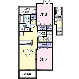 ネオアースB 2LDKの間取図画像
