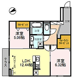 アクサス7 2LDKの間取図画像