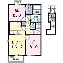 テラス三島町E 2LDKの間取図画像