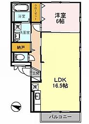 コンフォール堺北 1LDKの間取図画像