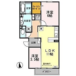 エクレール天美我堂 2LDKの間取図画像