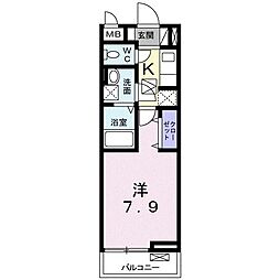 アプローズ2 1Kの間取図画像