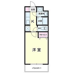 カウベル3 1Kの間取図画像