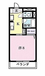 ラシックK 1Kの間取図画像