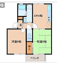 コーポ月山 2DKの間取図画像