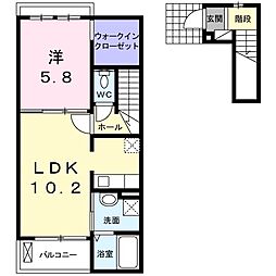ジュネス・ヌーベル1 1LDKの間取図画像
