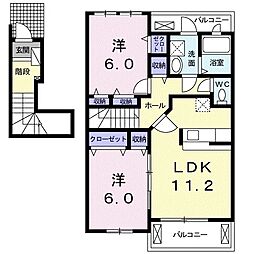 ヴィラ・ソレイユA 2LDKの間取図画像