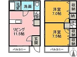 メゾネット坂井 2LDKの間取図画像