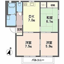 シャーメゾン佐藤C 3DKの間取図画像