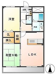 フィネス八幡 2LDKの間取図画像