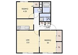 エルフローラ 2LDKの間取図画像