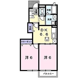 フィオーレA 2DKの間取図画像