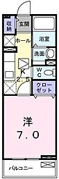 ブリッジ・ヒルズ2 1Kの間取図画像