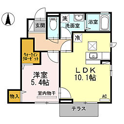 D-room白石西 1LDKの間取図画像