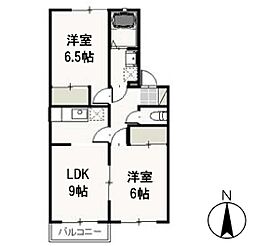 アーバンハイツ中井　B 2階2LDKの間取り
