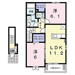 チェリーブロッソムA 2LDKの間取図画像
